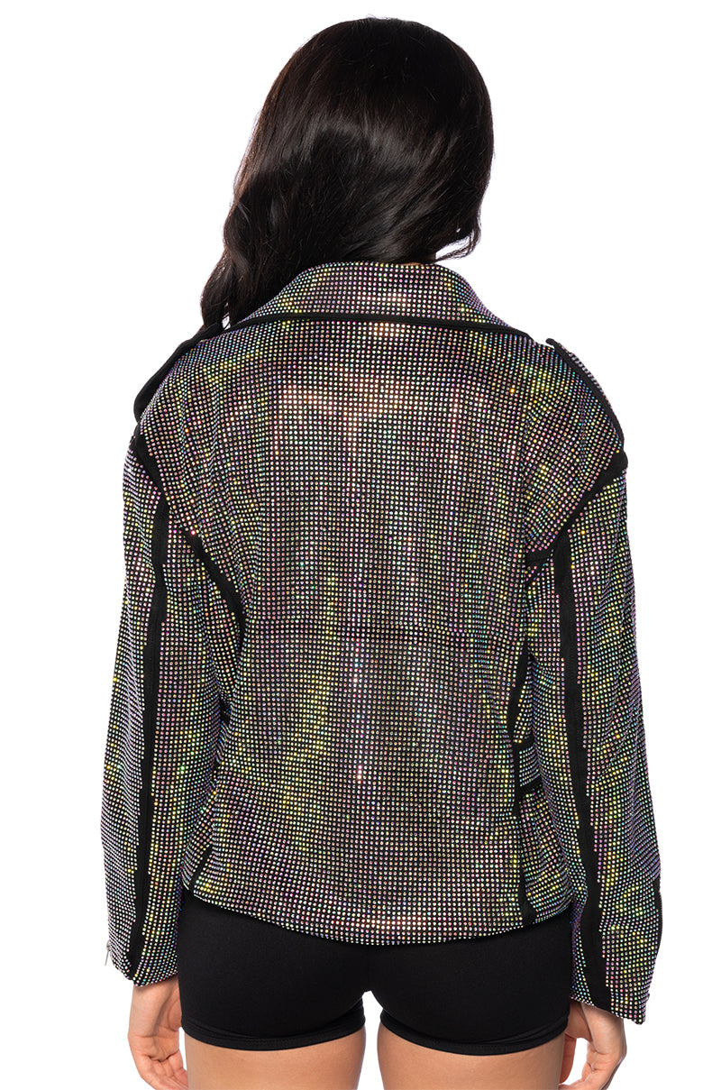 PARIS CRYSTAL WRAP MOTO JACKET