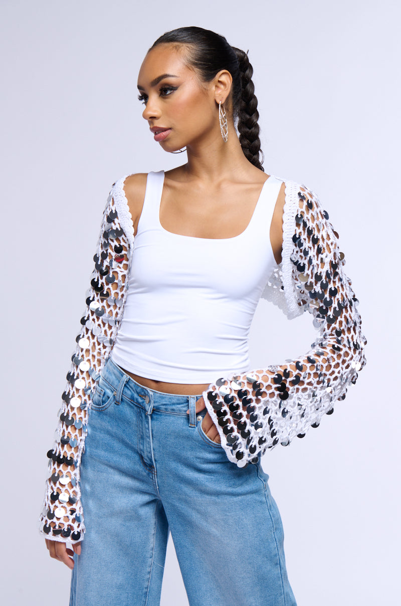 ARIEL SEQUIN KNIT BOLERO