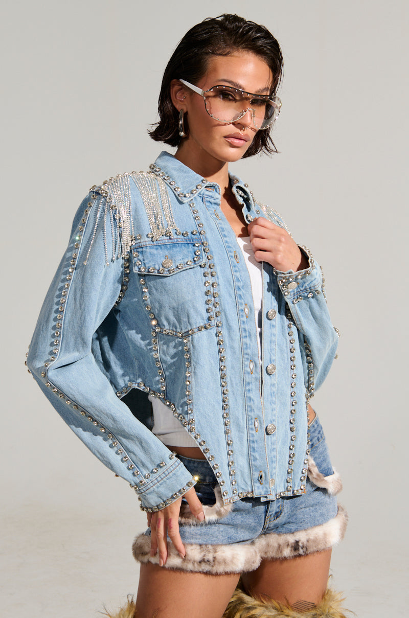 CARLIS DISTRICT COWGIRLS BLING DENIM JACKET