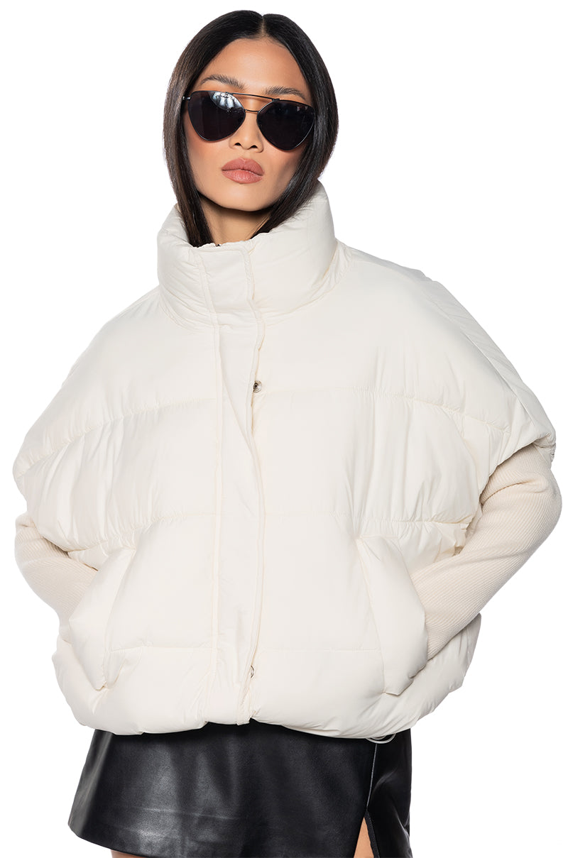 DO IT FOR FUN PUFFER RIB SLEEVE COAT