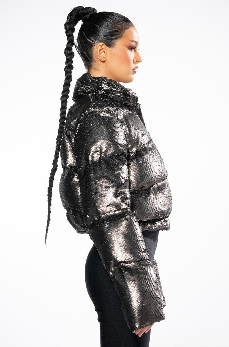 SILK ROAD SEQUIN PUFFER JACKET