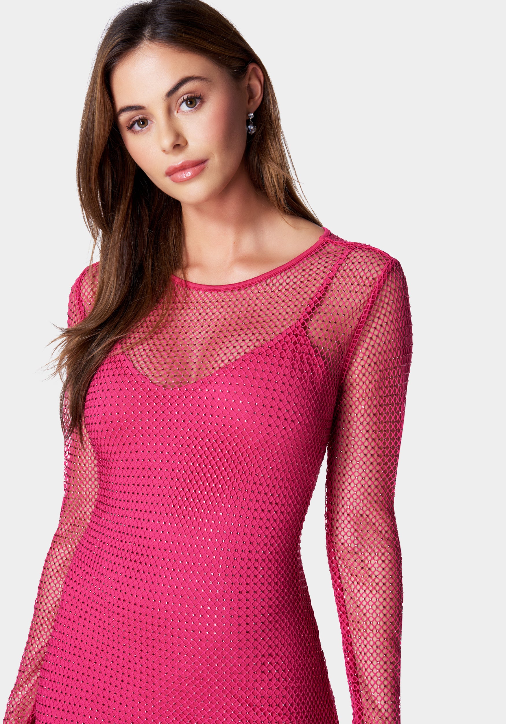 Diamante Crystal Mesh Mini Dress