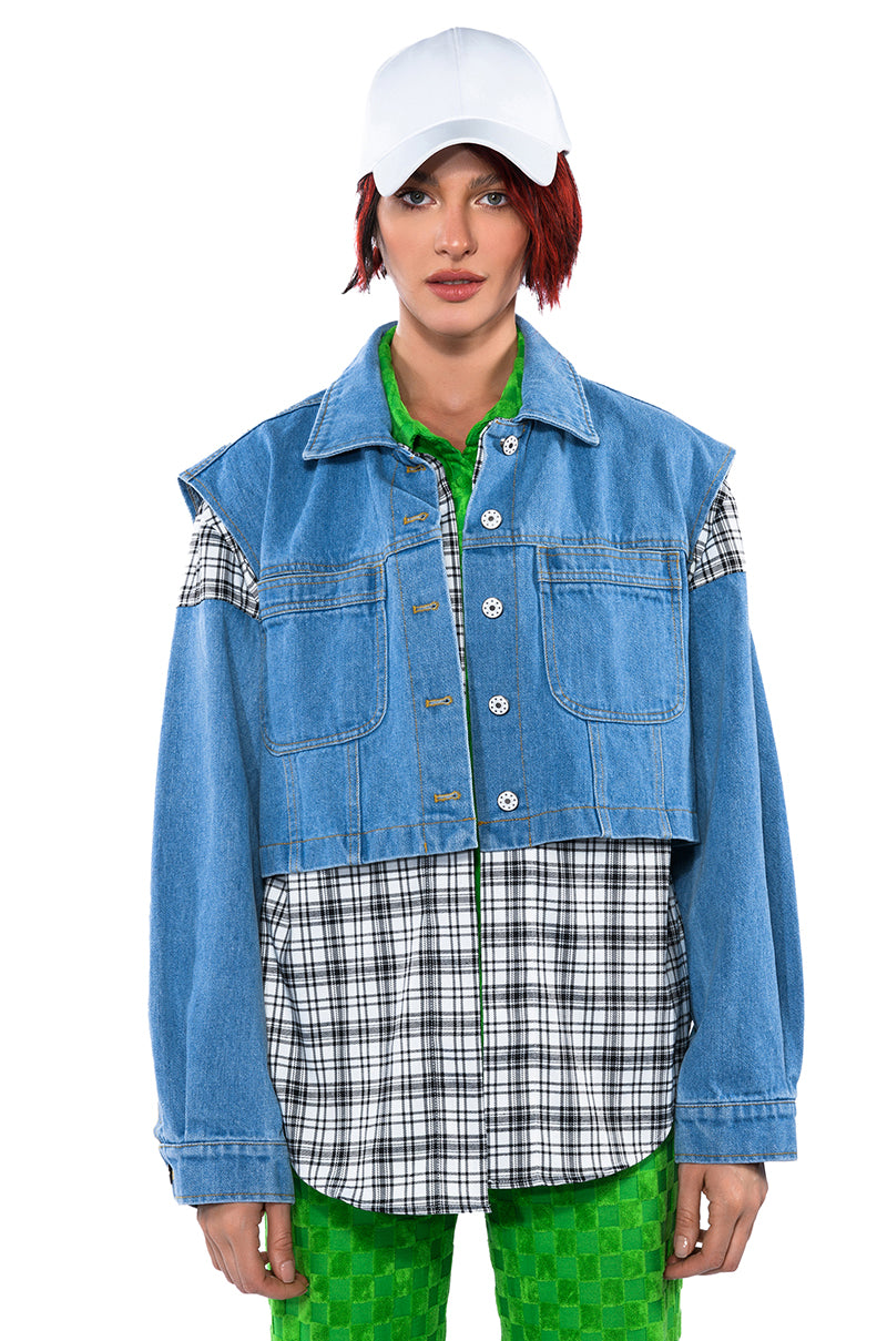 SPRING PLAIDS DENIM JACKET