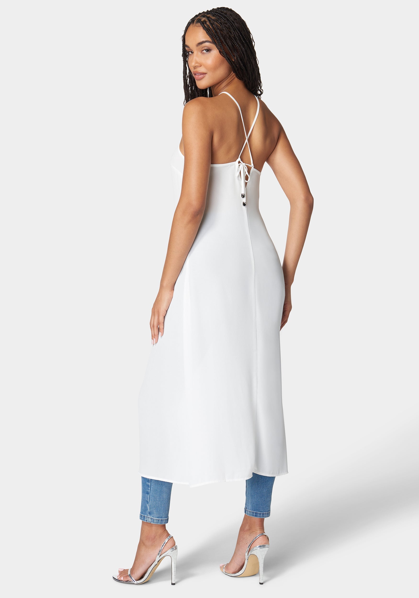 Neck Trim Slit Front Halter Top