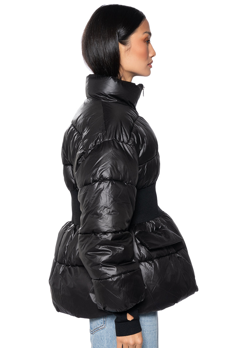 GEORGETOWN PUFFER COAT WITH RIB WAIST