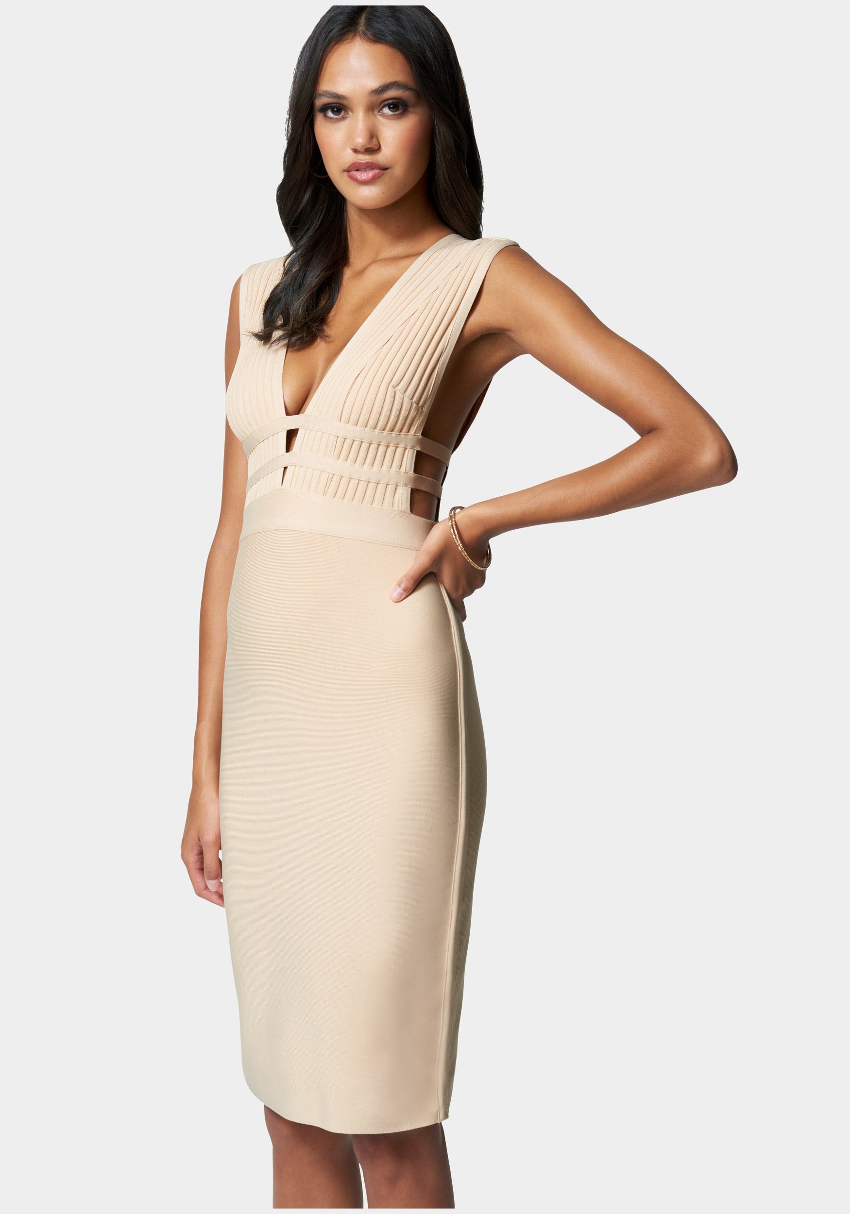 Plunge Neck Bandage Dress