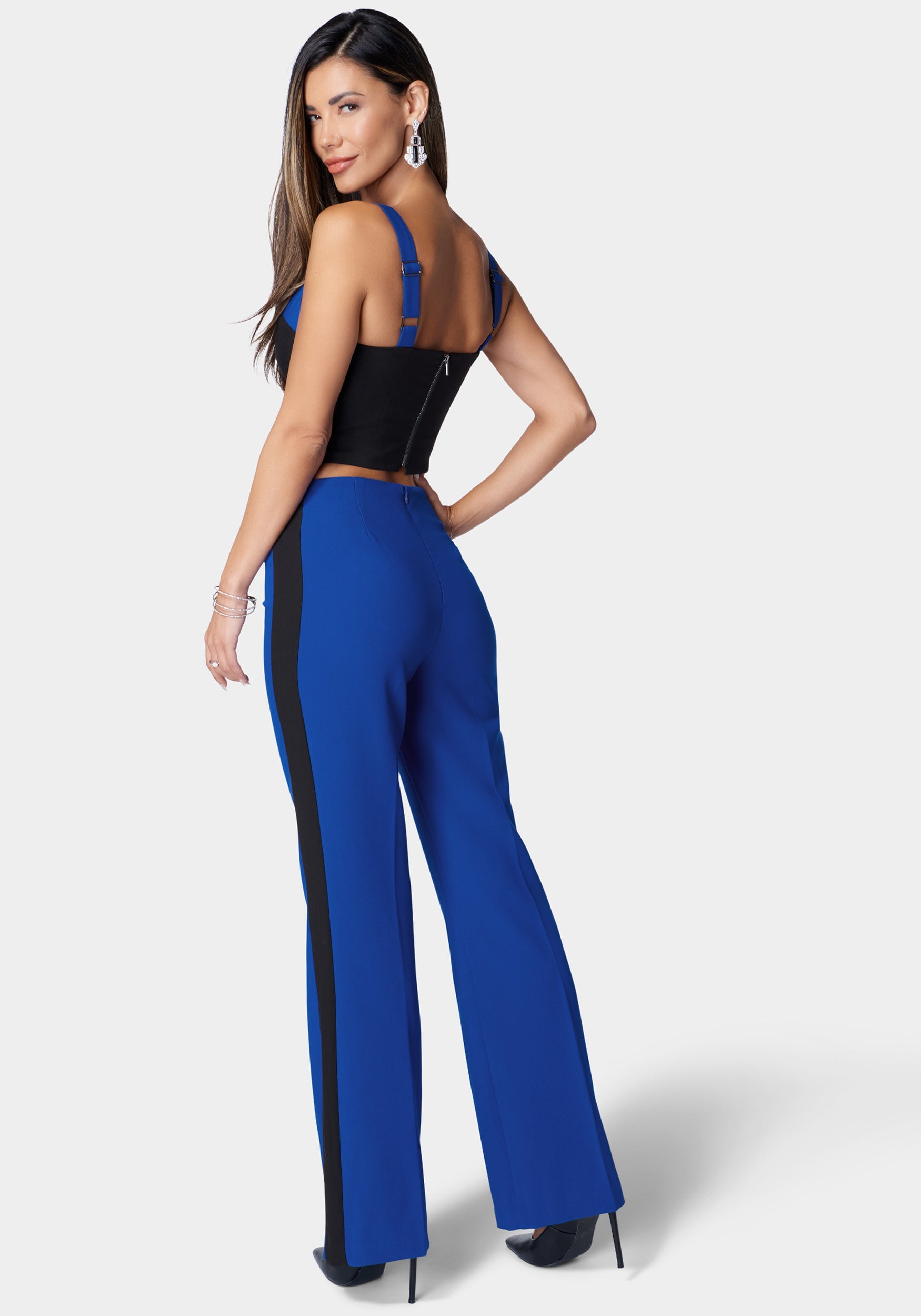 Tailored High Waist Wide Leg Contrast Pant