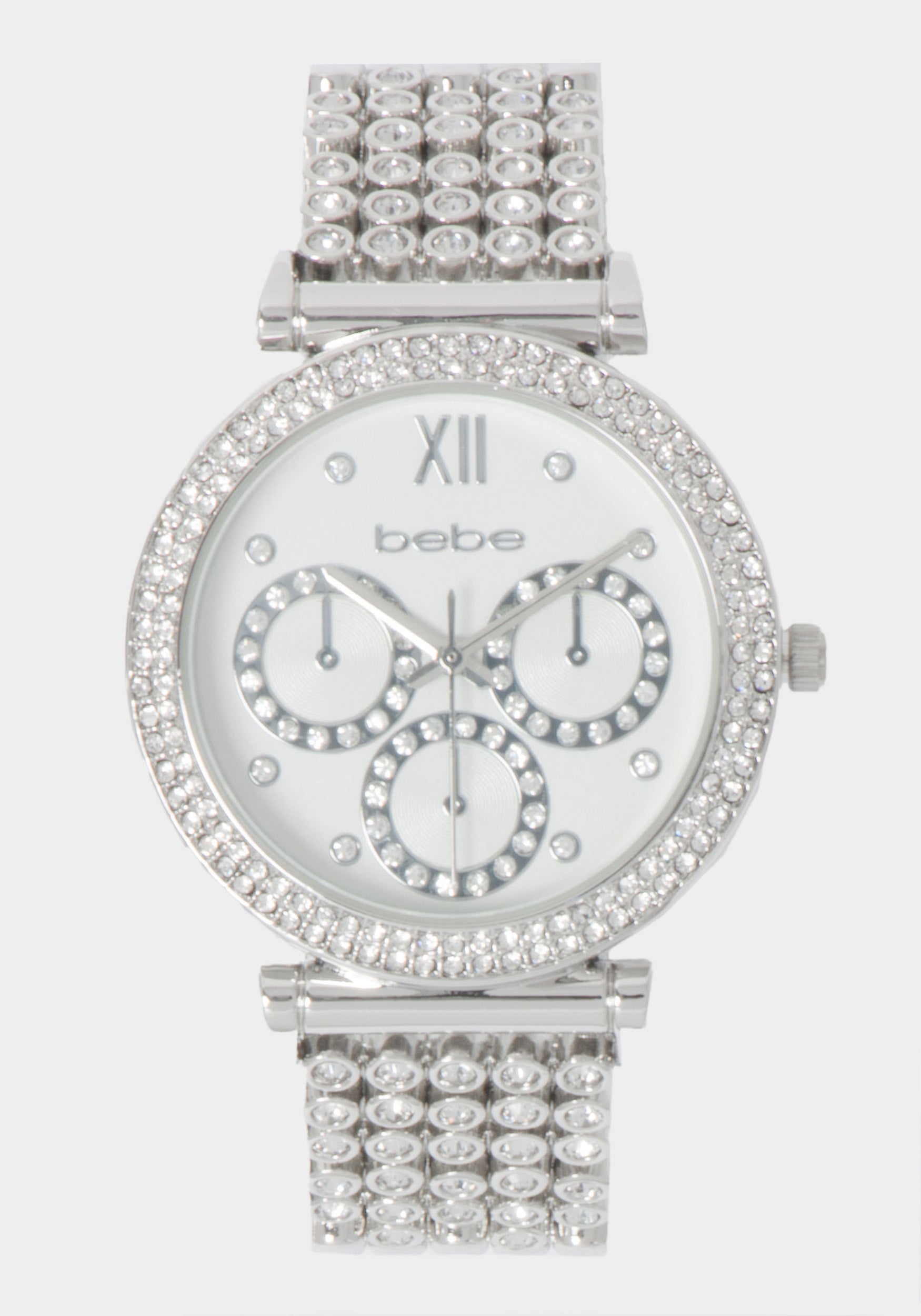 Silver Dial Crystal Bezel Watch