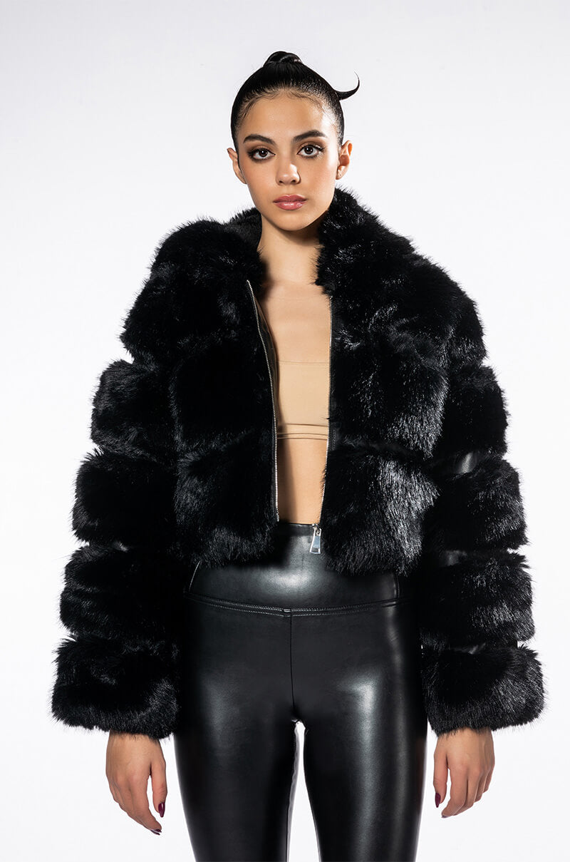 MUFFIN SOFT AND LUXE CROP FUR JACKET