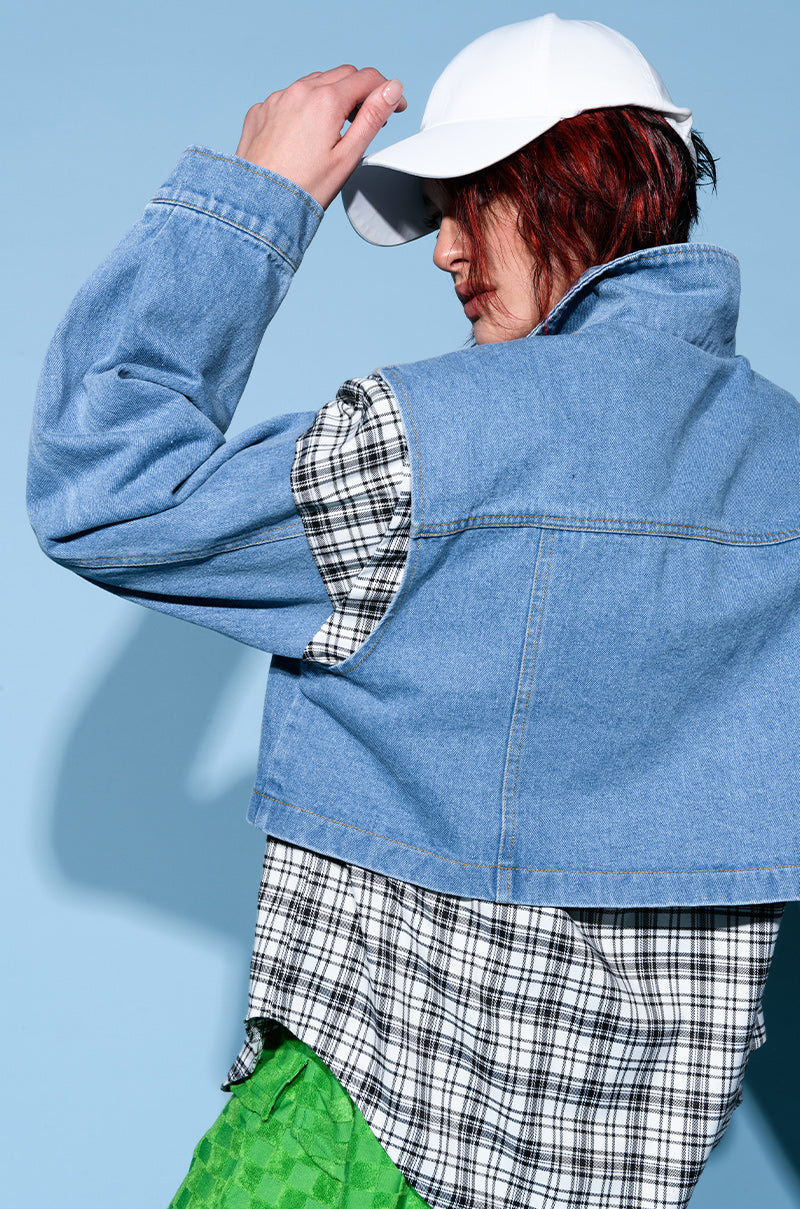 SPRING PLAIDS DENIM JACKET