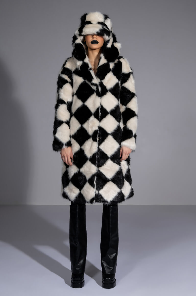 IF YOU SMILE LONG FAUX FUR COAT