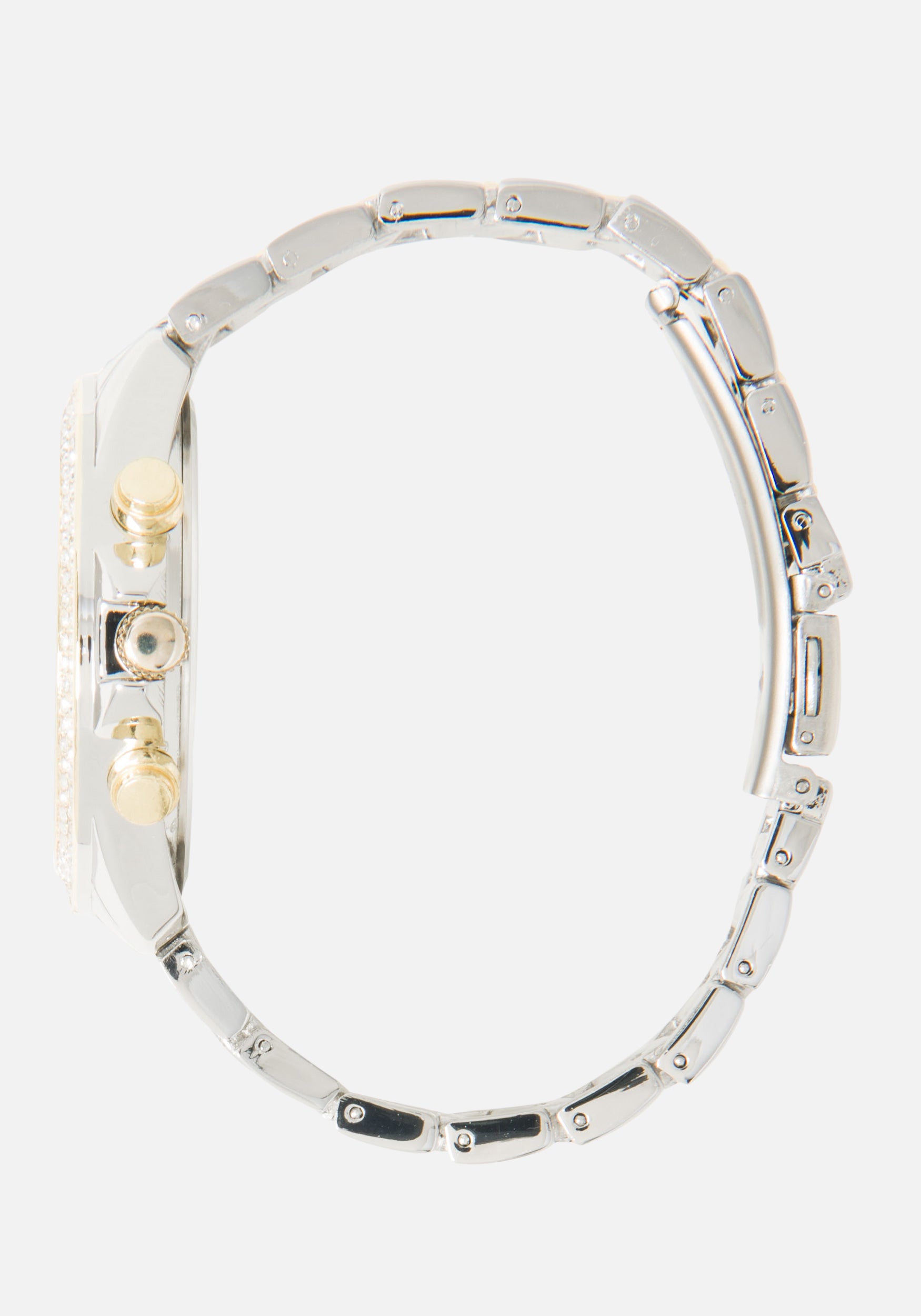 Two Tone Crystal Link Bracelet Watch