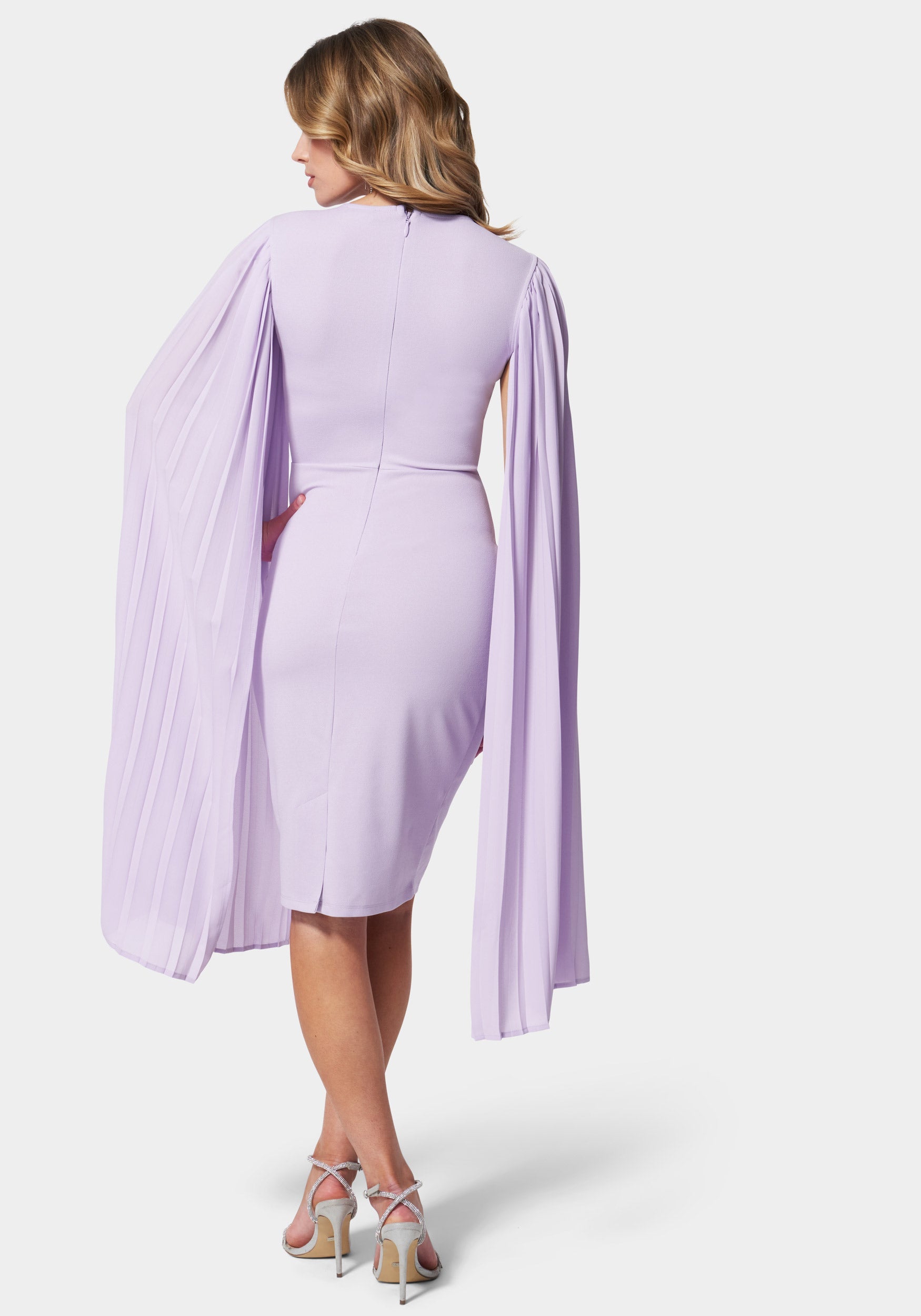 Cape Sleeve Midi Dress