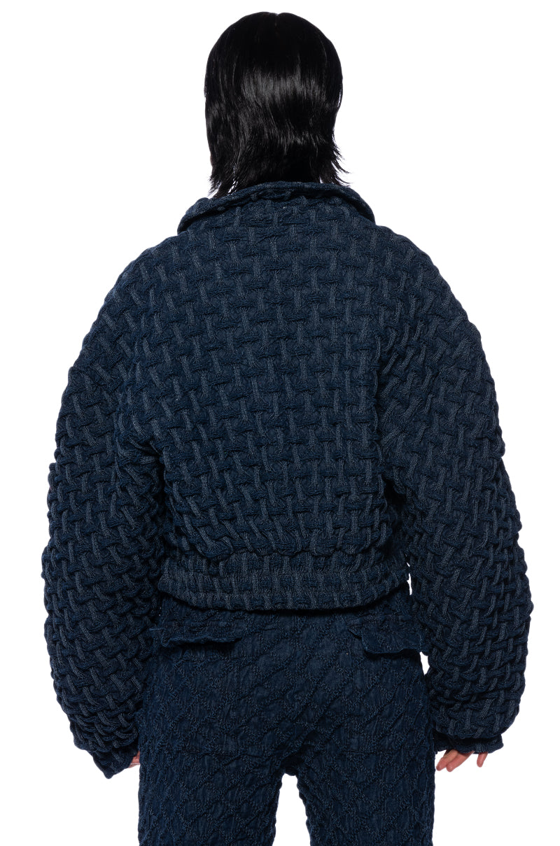 OKSA DENIM WEAVE BOMBER