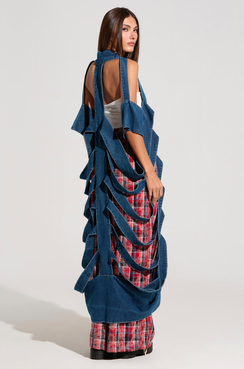 GEO CUTOUT DENIM DUSTER