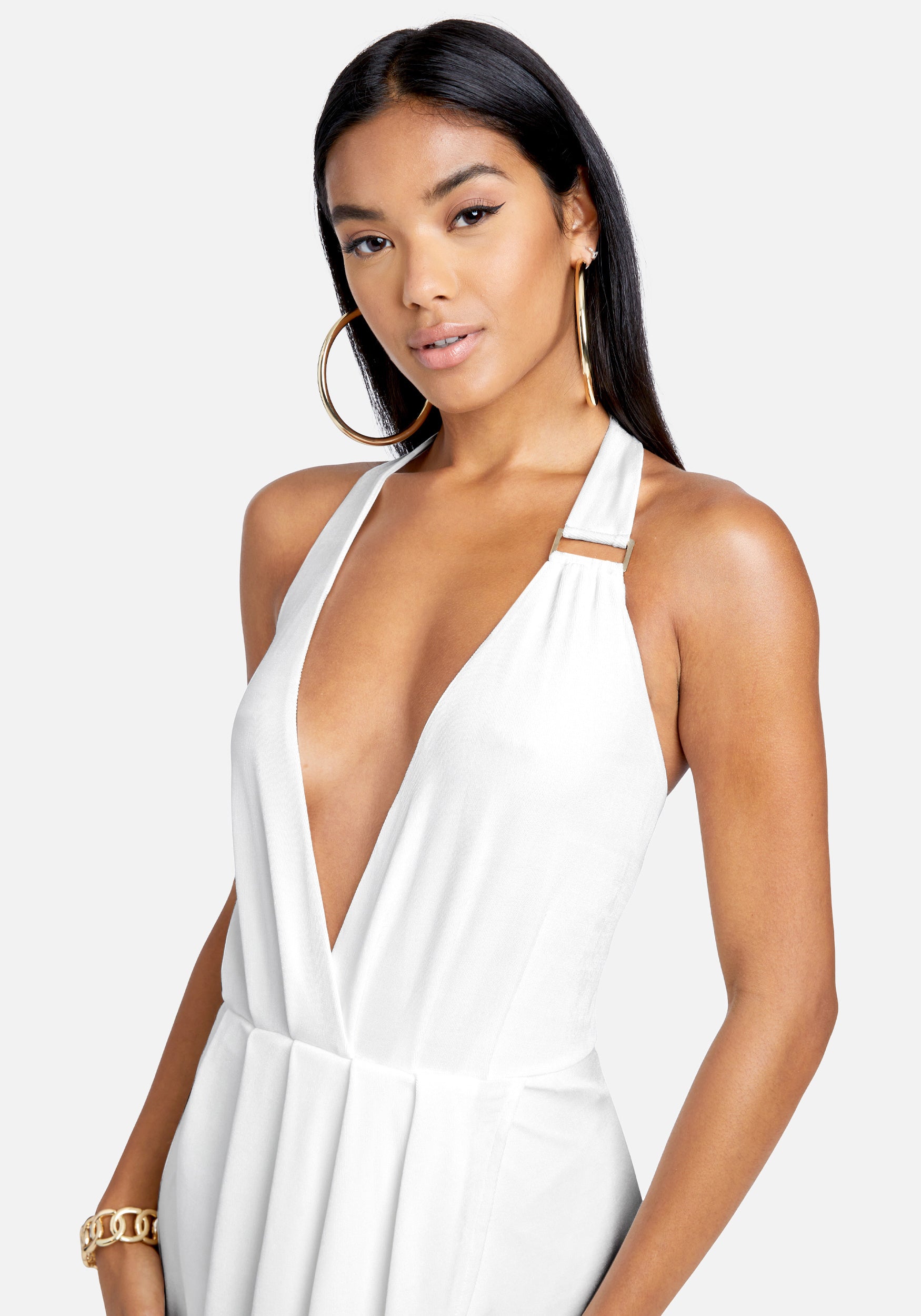 Asymmetrical Halter Neck Slinky Dress