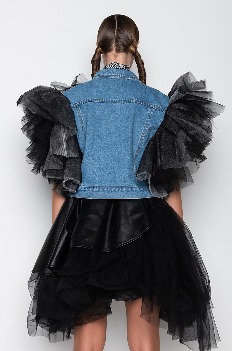 BEBE RX TULLE SHOULDER VEST