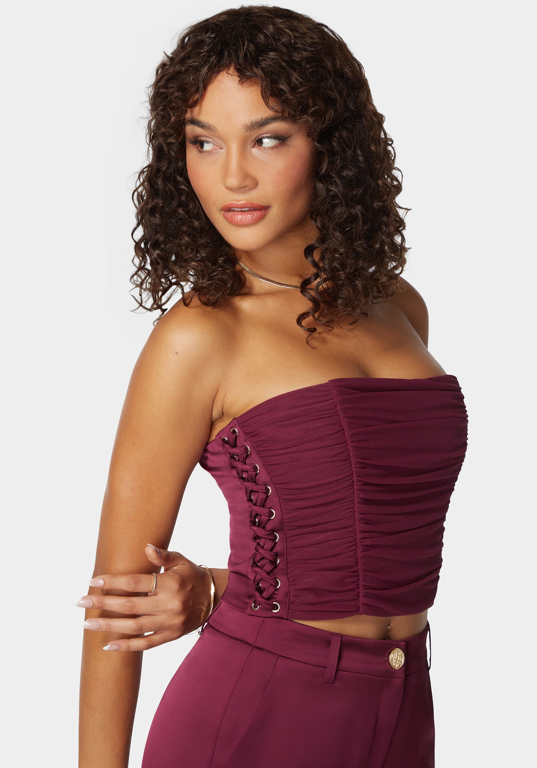 Rushed Mesh Combo Satin Corset