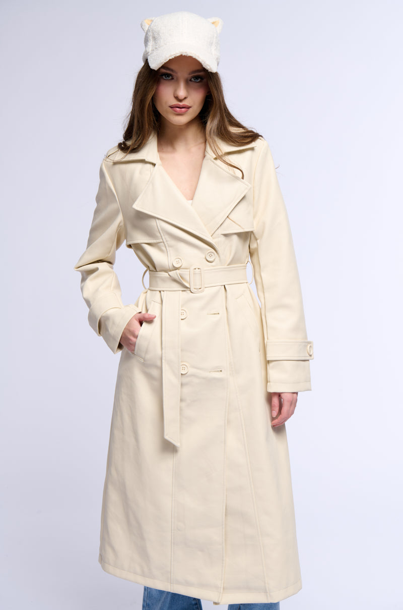 SANDO TAN PU TRENCH COAT