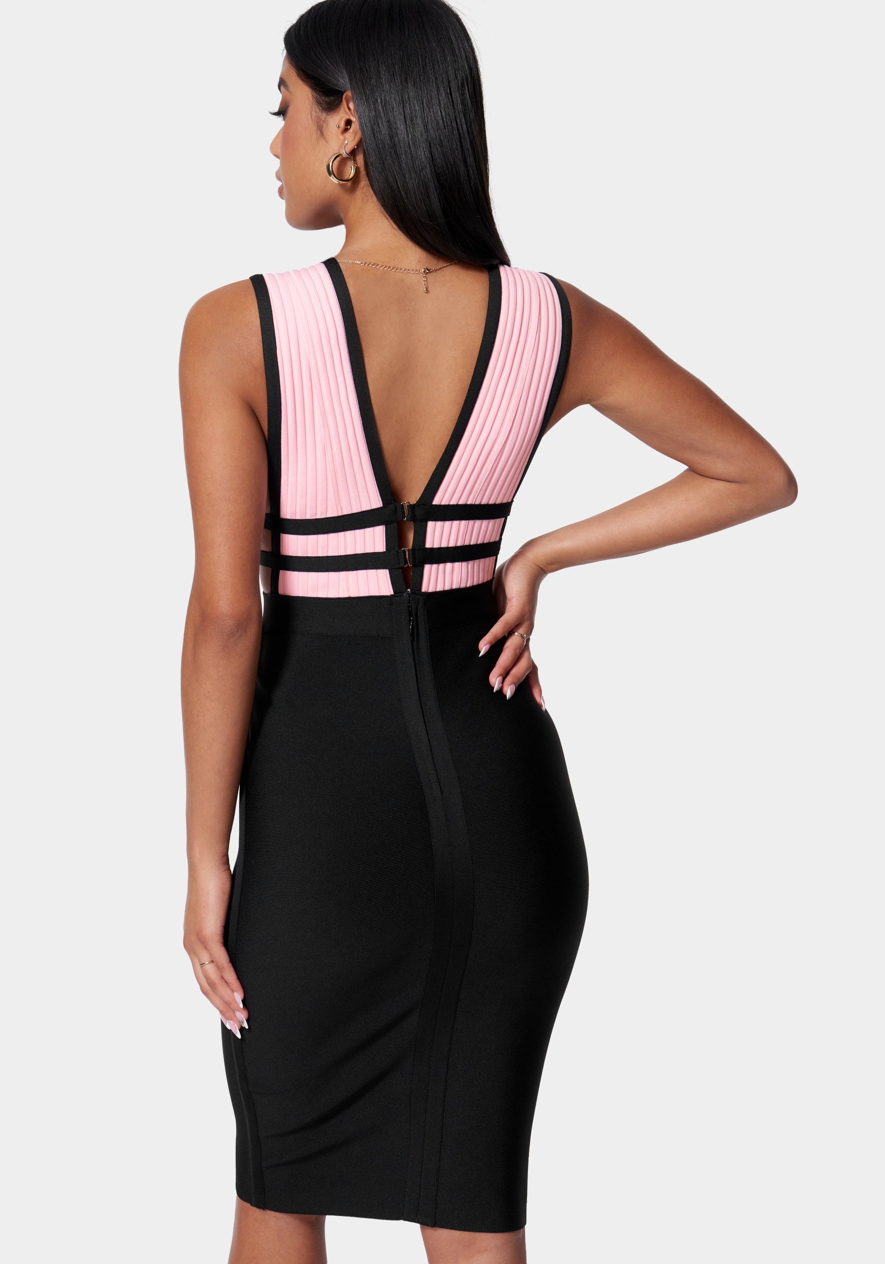 Plunge Neck Bandage Dress