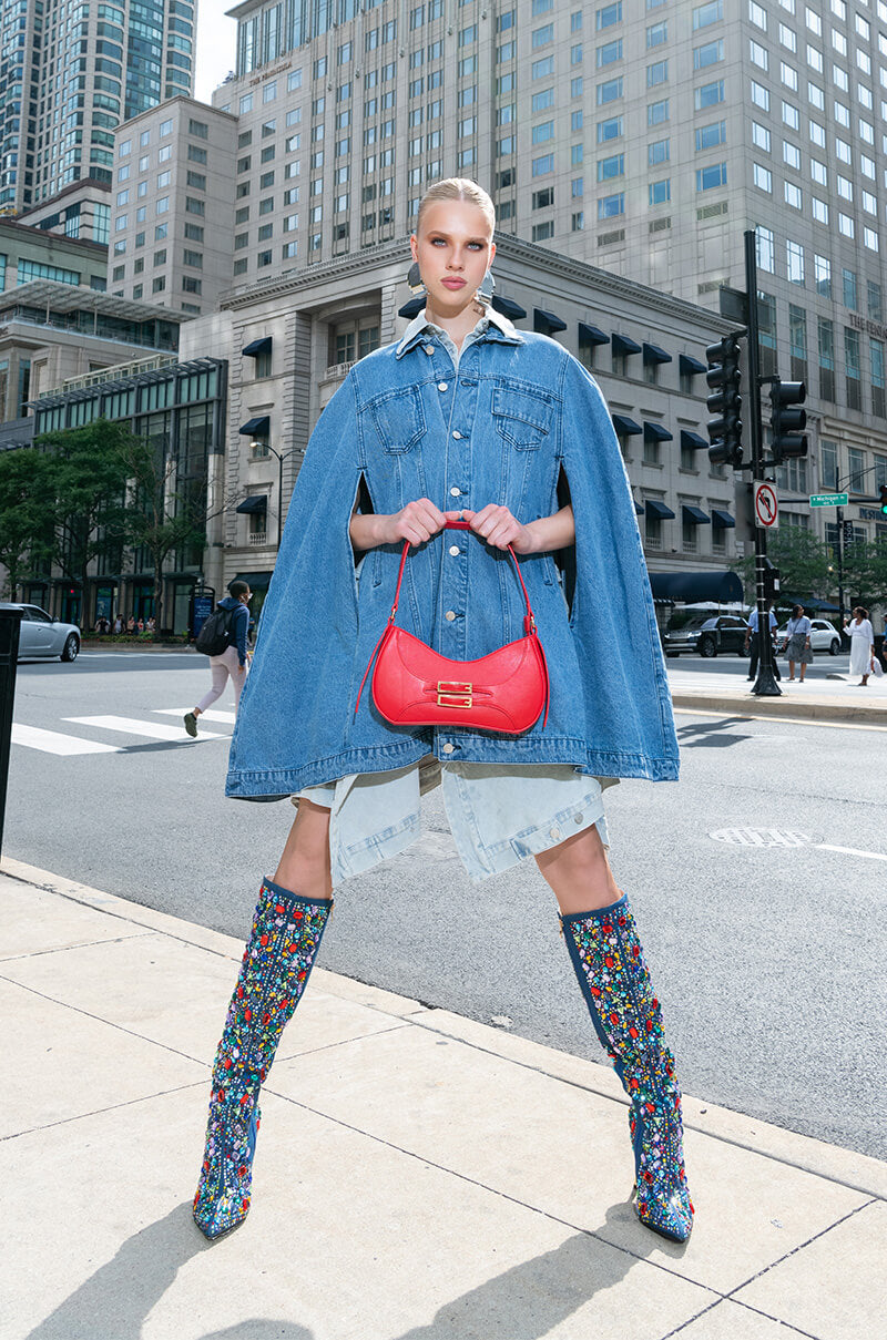 DON'T TALK LOUD DENIM TRENCH PONCHO