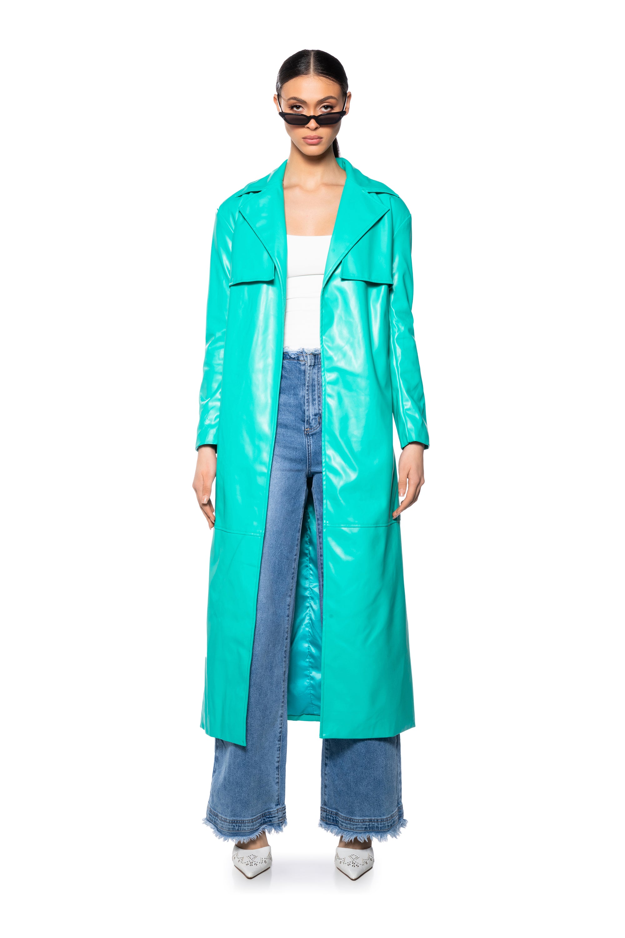 TIFFANY FAUX LEATHER TRENCH