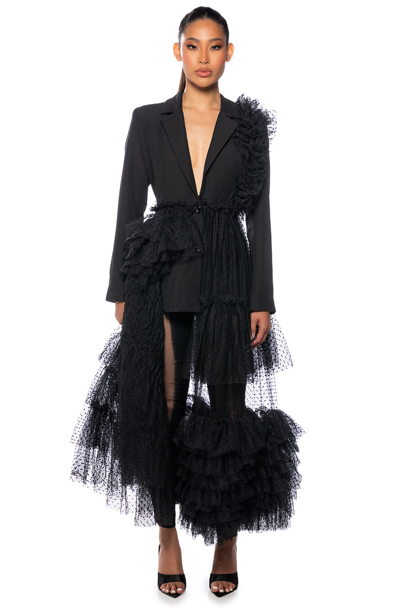 EXAGERATED TULLE BLAZER DRESS JACKET