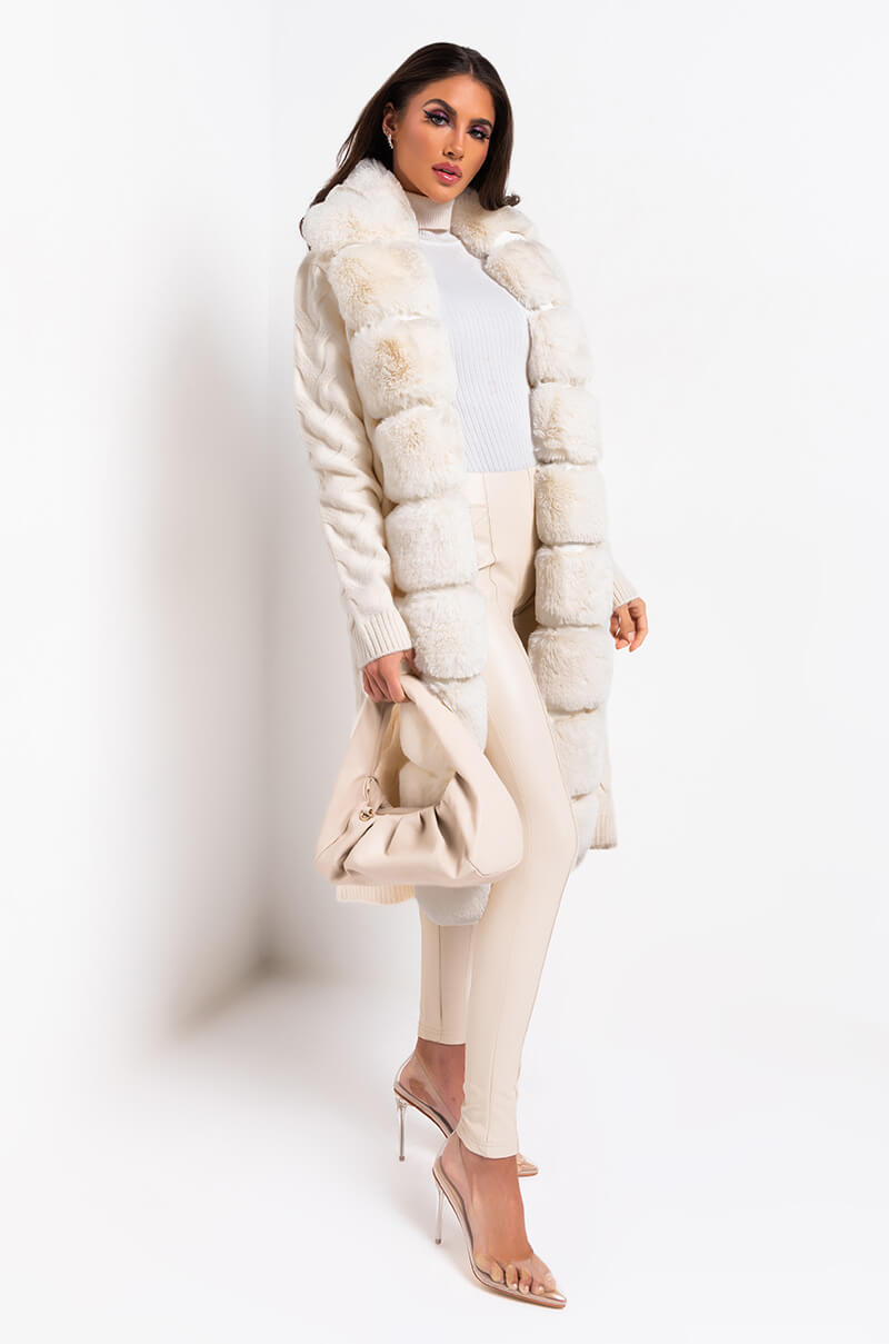 BABBS KNIT TRENCH WITH FAUX FUR LINING