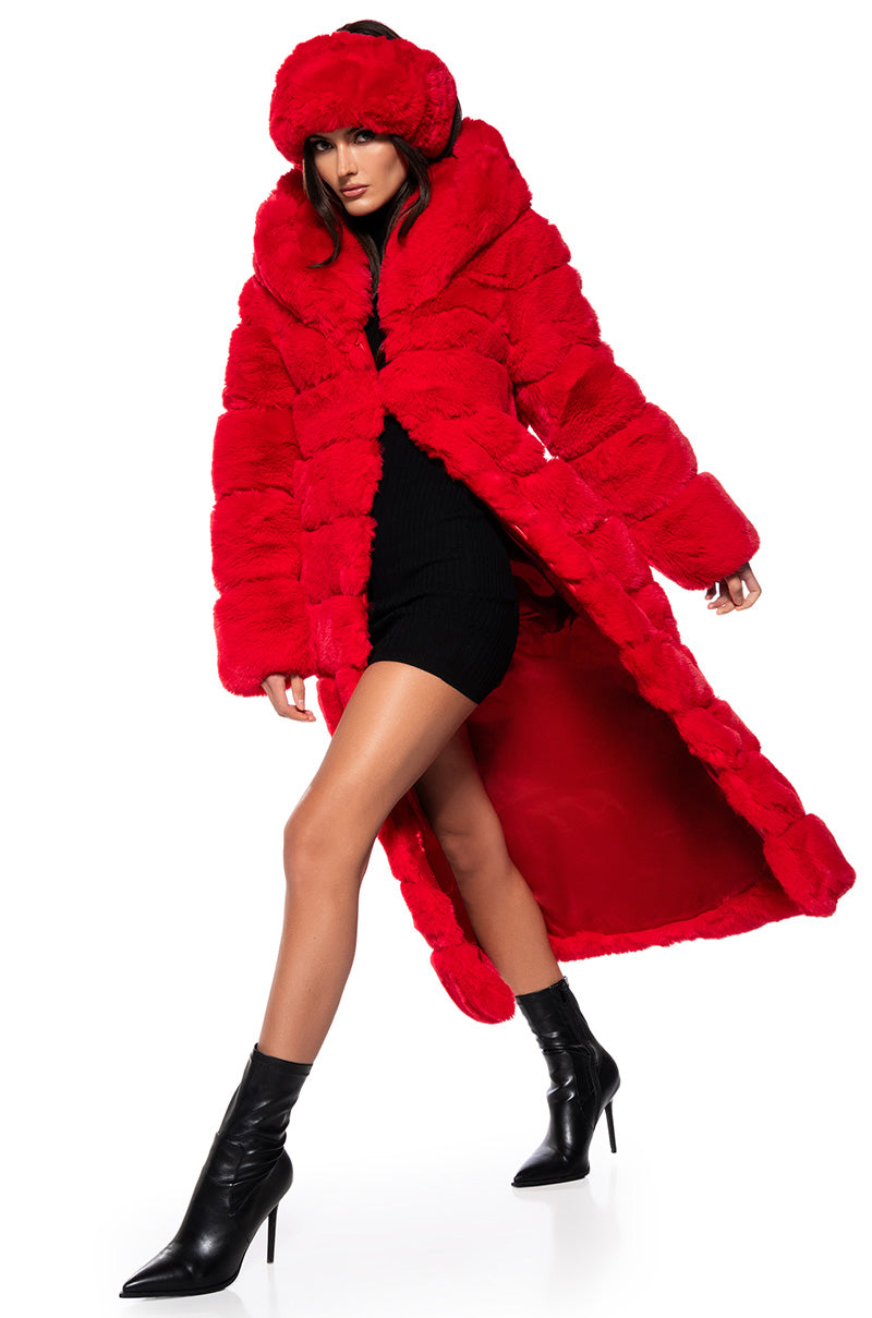 AZALEA WANG FAUX FUR PANEL HOODED TRENCH