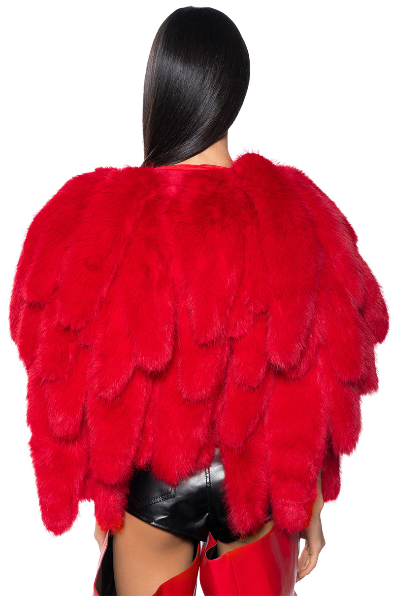 RUN THIS TOWN FAUX FUR FOX TAIL CAPE