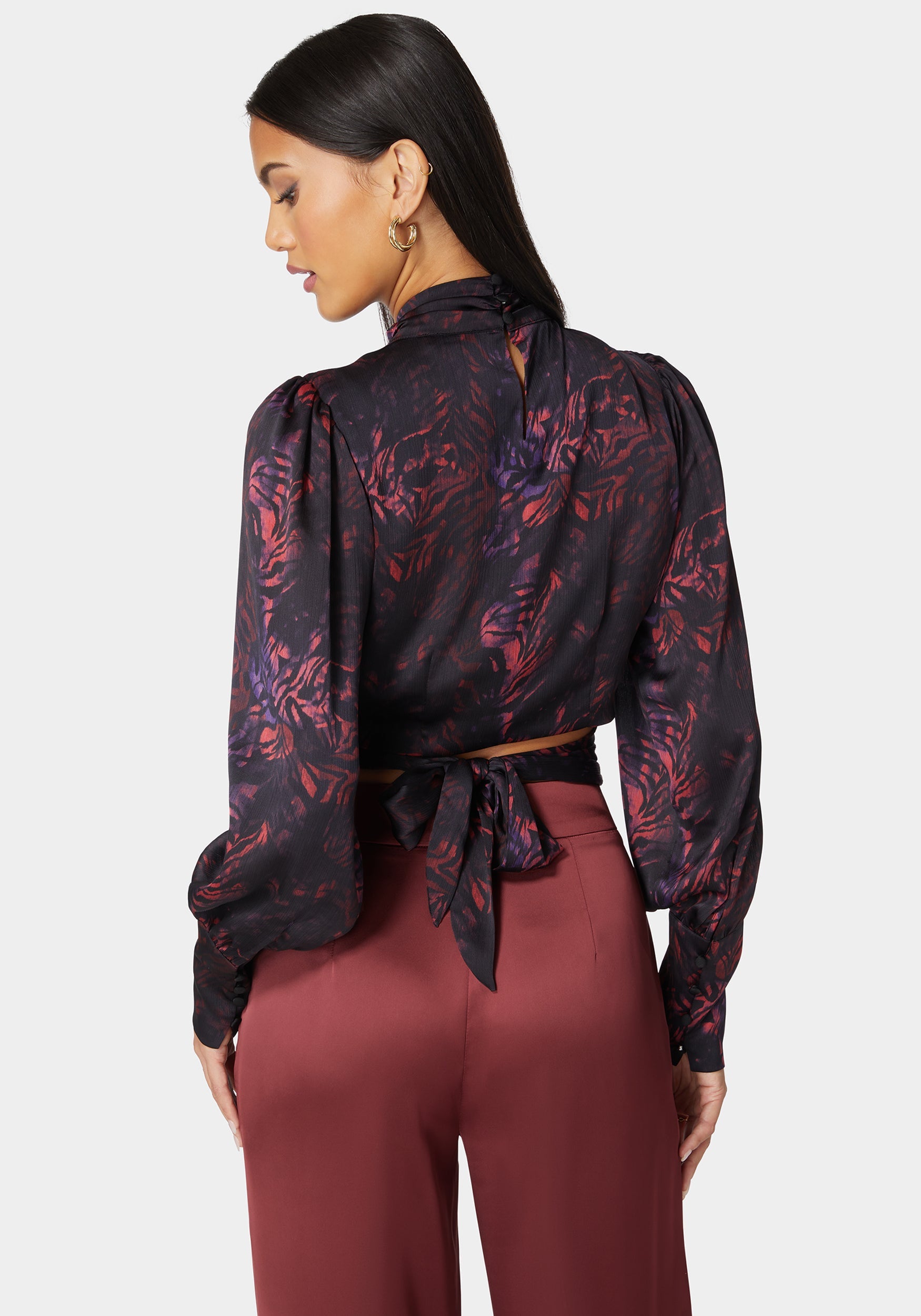 Chintz Yoryu Back Self Tie Long Sleeve Blouse