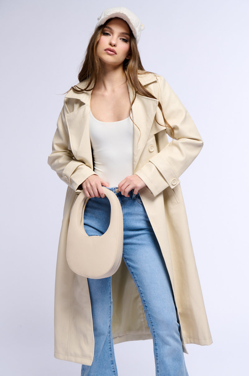 SANDO TAN PU TRENCH COAT