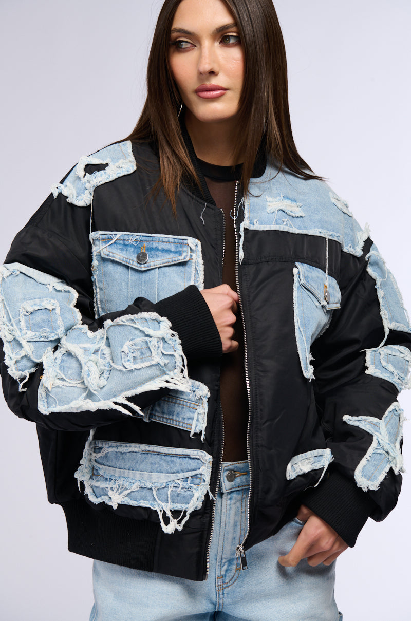 TUMI MIXED MEDIA BOMBER JACKET