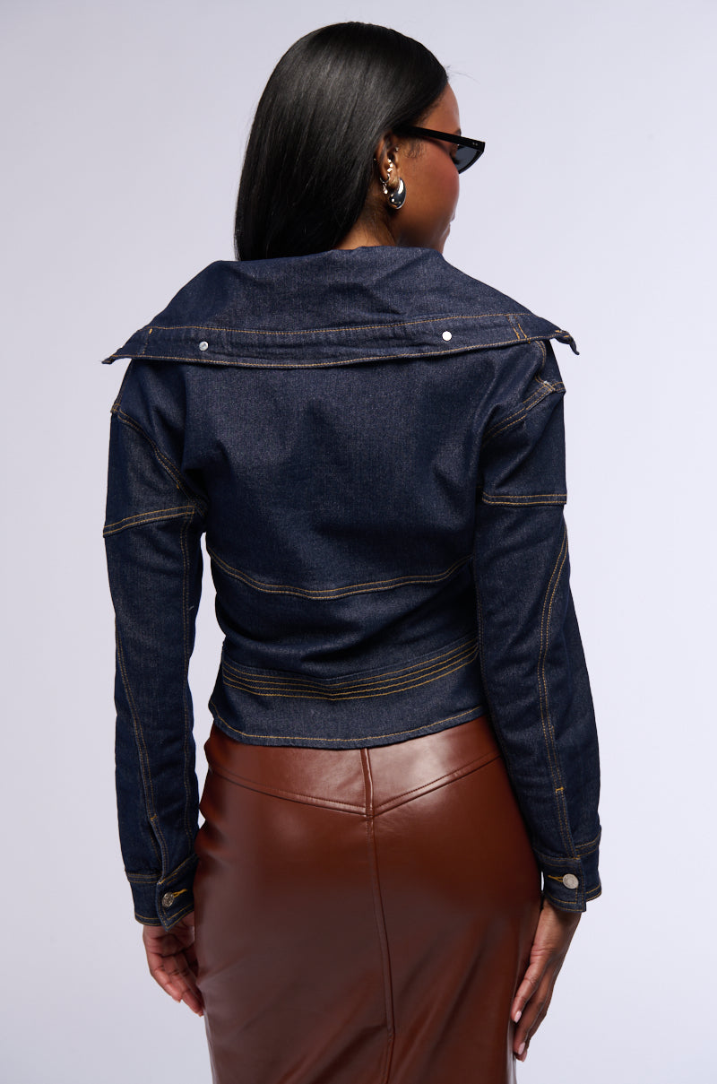 RAW DENIM COLLARED JACKET