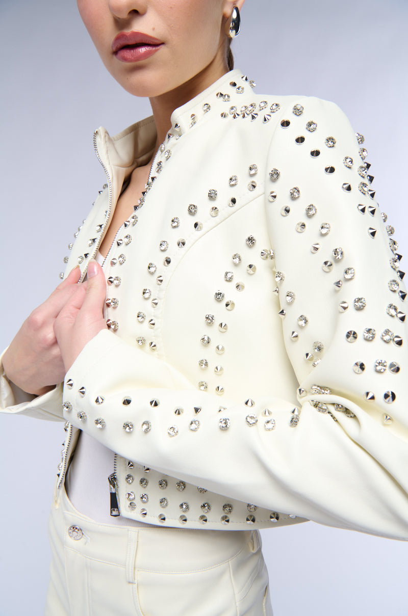 AZALEA WANG SILVIA STUDDED MOTO JACKET