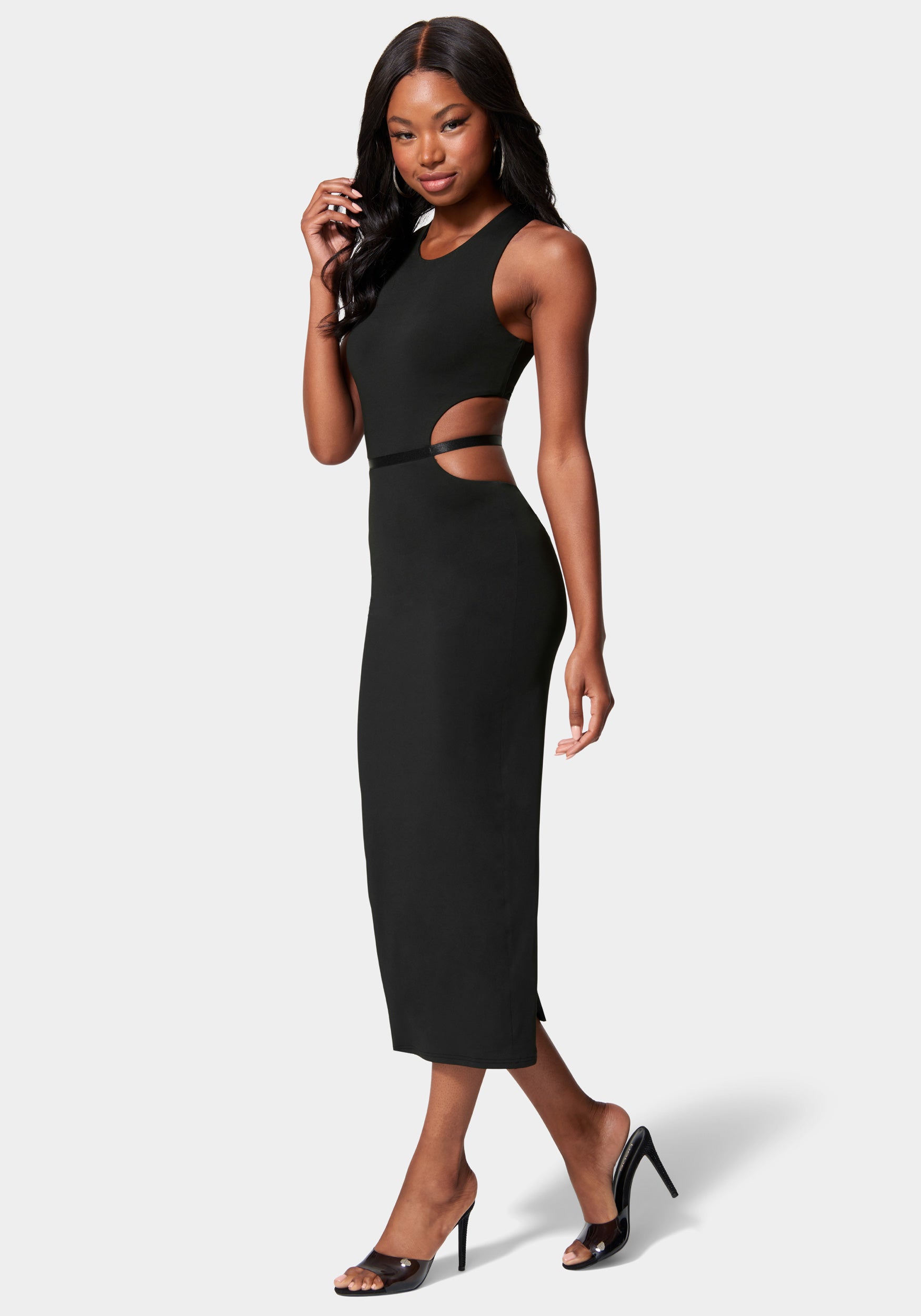 Slinky Side Cutout Midi Dress