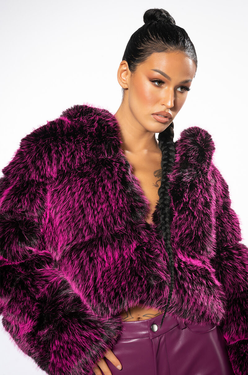 GIULIA THREE-DEE FAUX FUR CROP JACKET