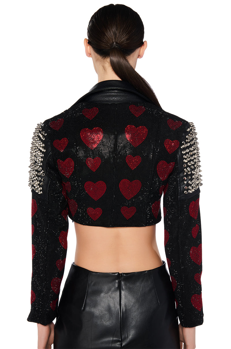 LOVE EVERYONE HOT FIX MOTO JACKET