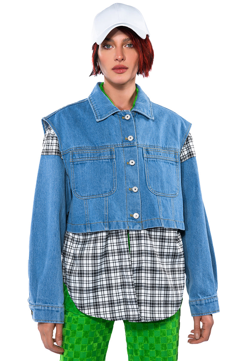 SPRING PLAIDS DENIM JACKET