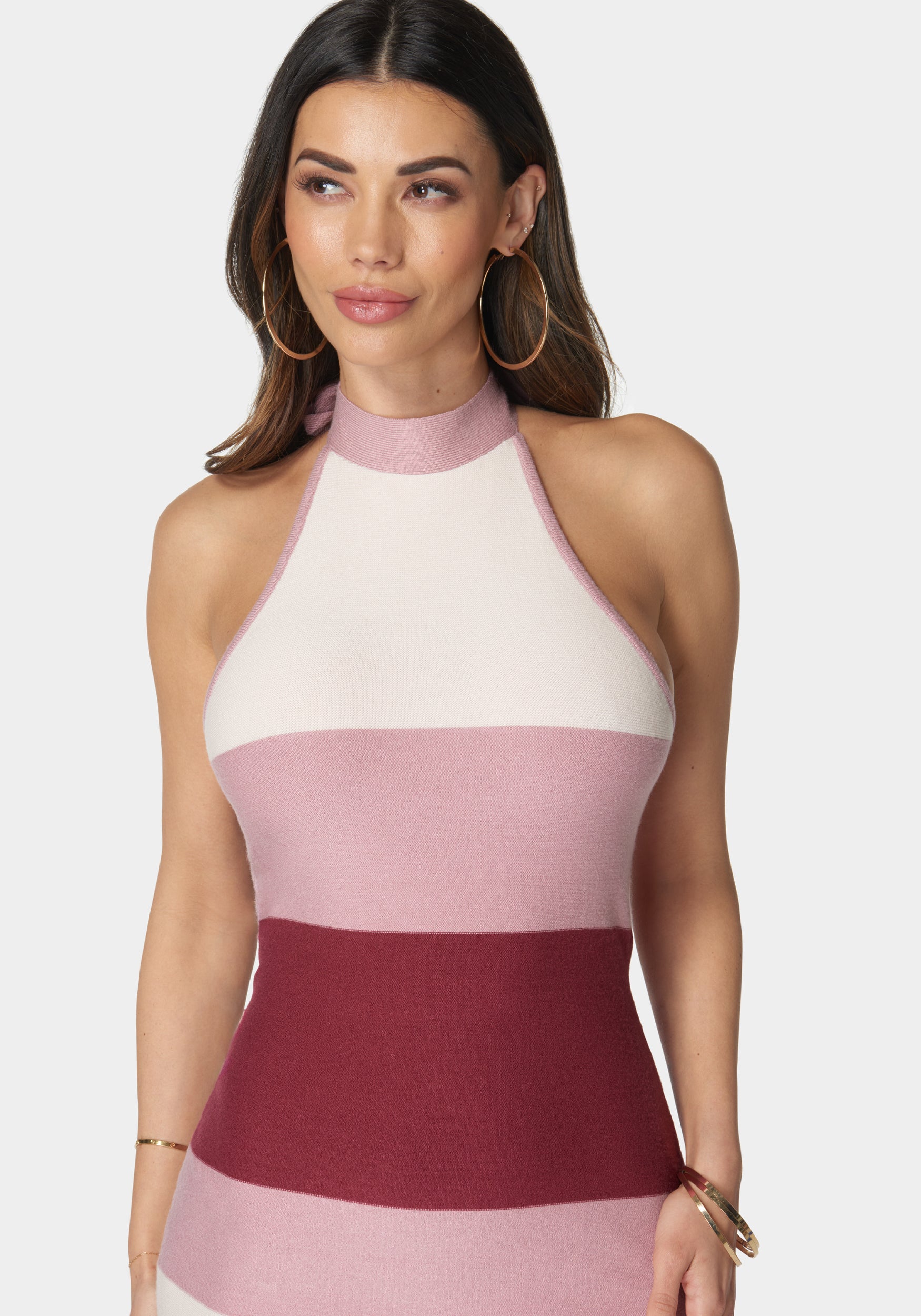 Halter Neck Rib Midi Dress