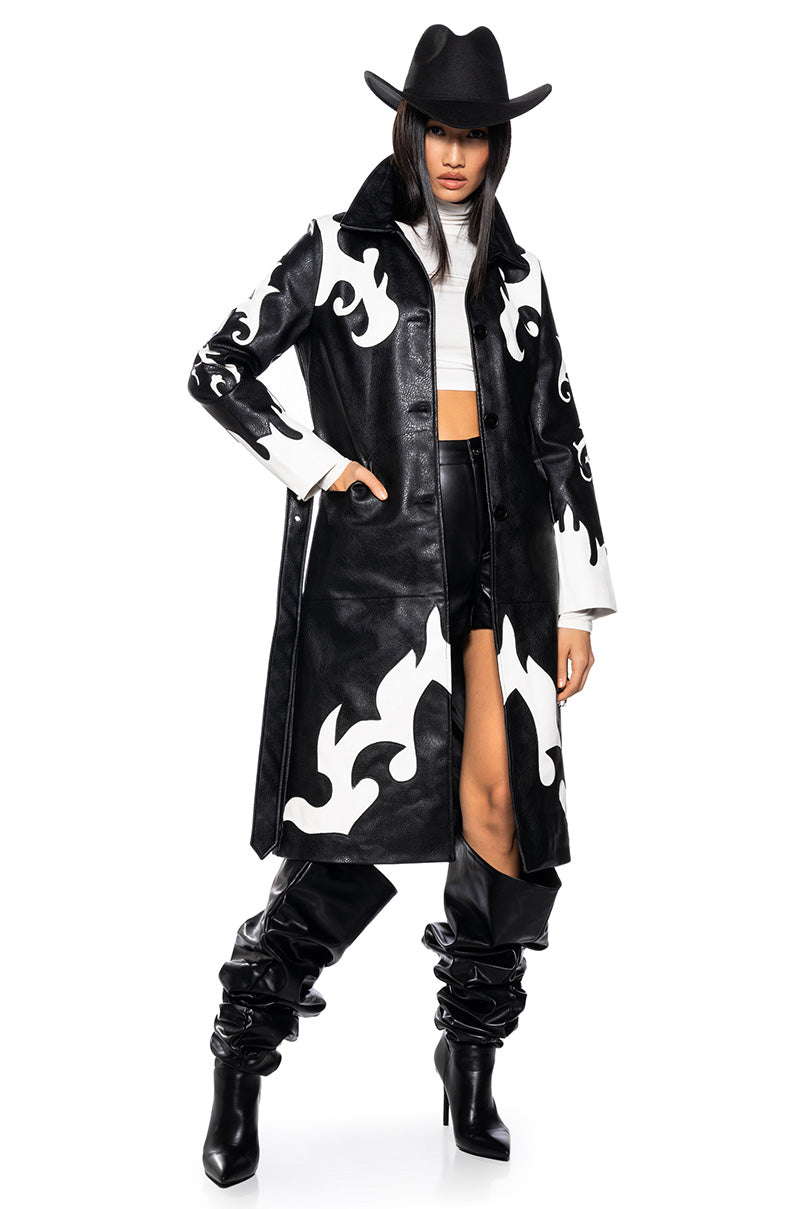 ROBOT COWGIRL PU TRENCH JACKET