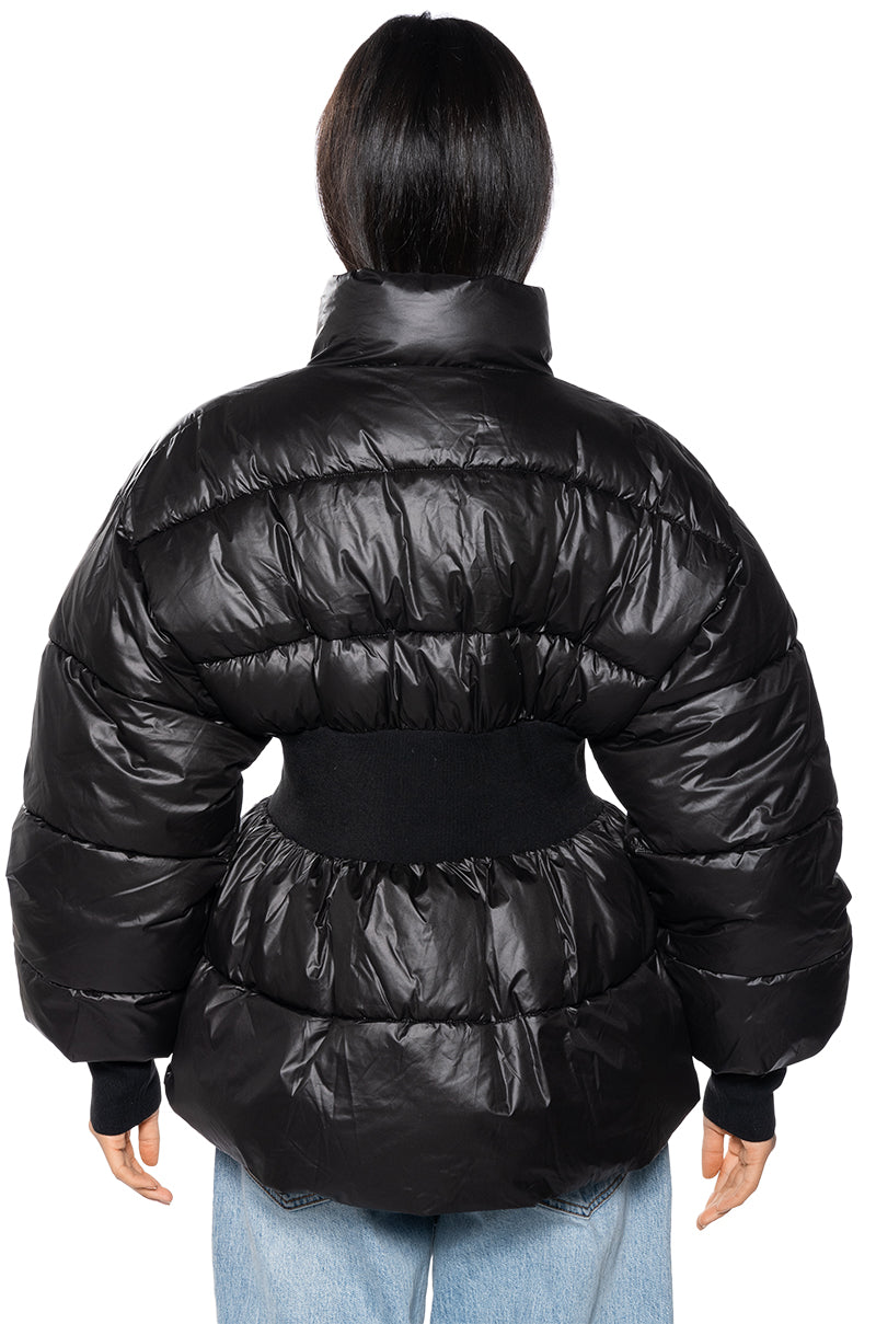 GEORGETOWN PUFFER COAT WITH RIB WAIST