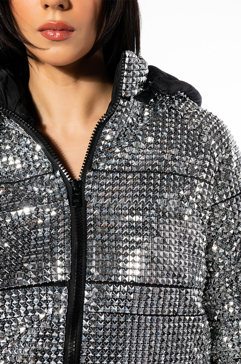 TO THE MAX STUDDED PUFFER JACKET