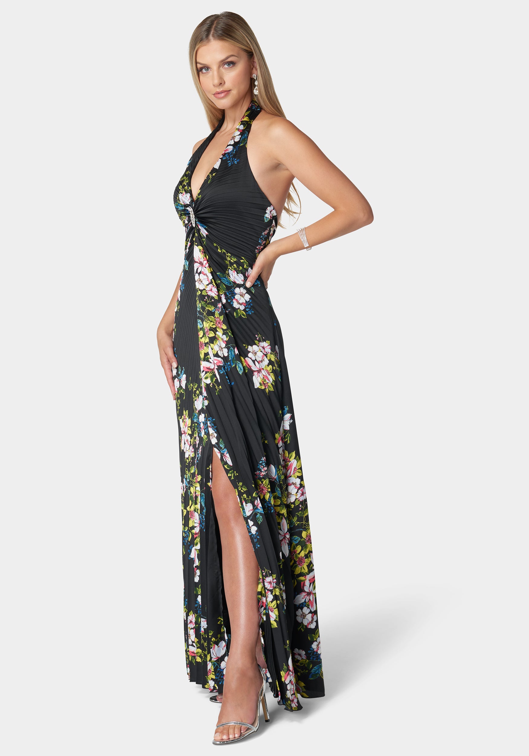 Estelle Pleated Satin Maxi