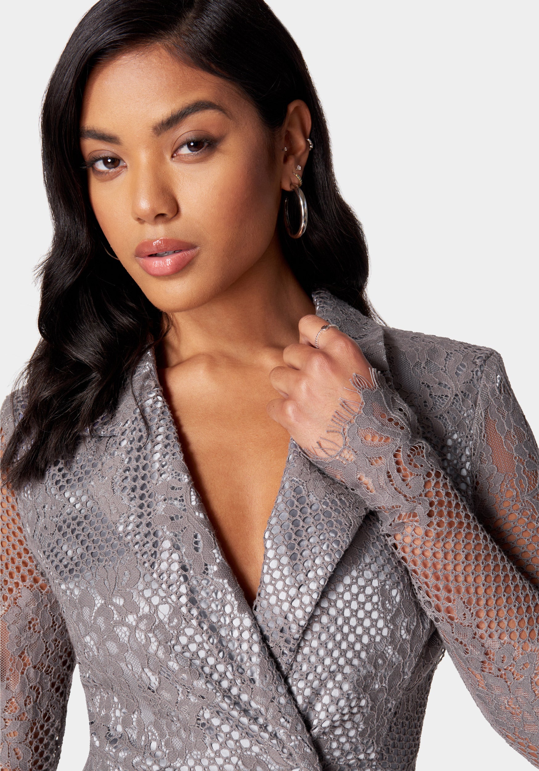 Lace Blazer Metallic Dress