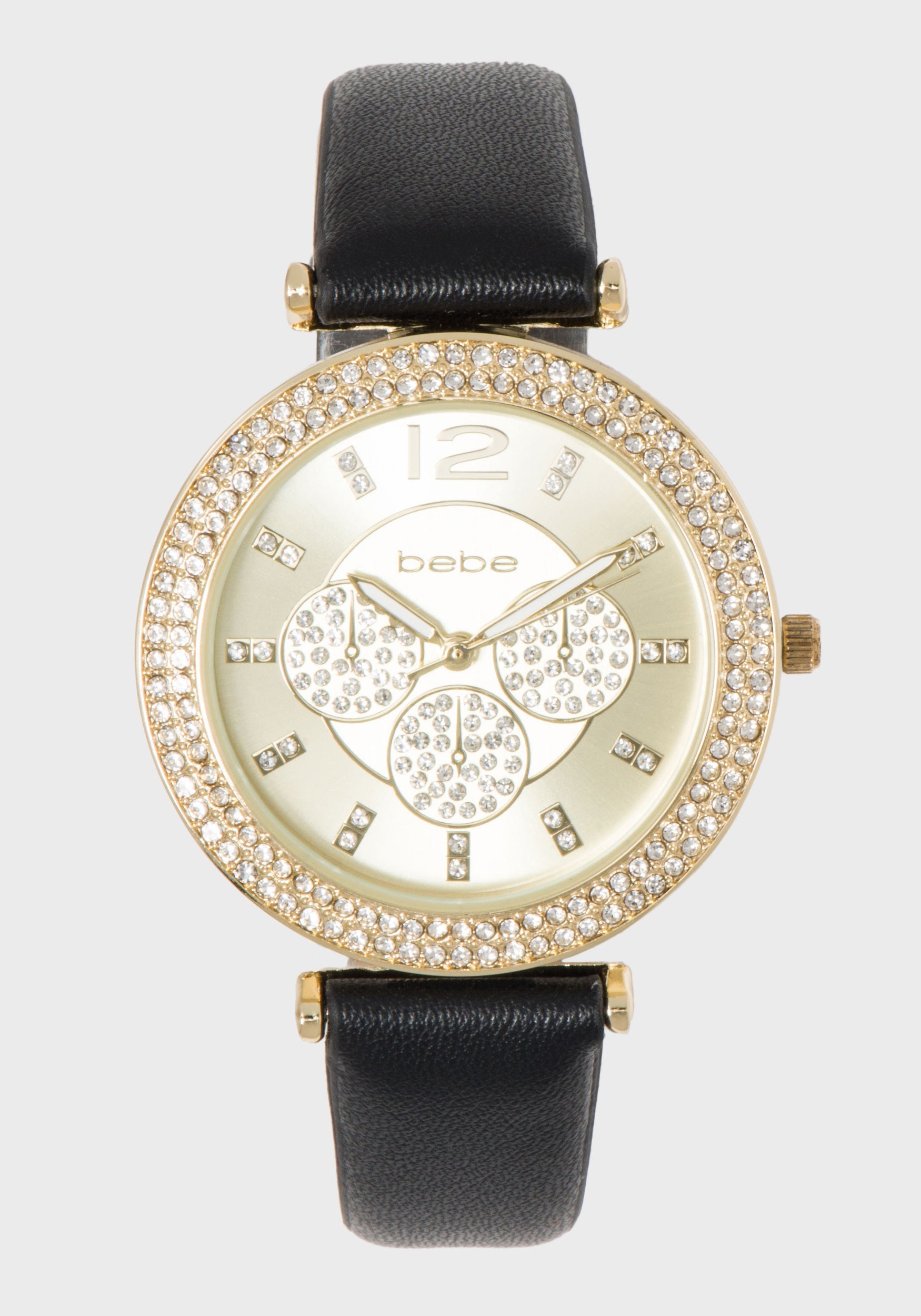 Black & Gold Crystal Bezel Watch