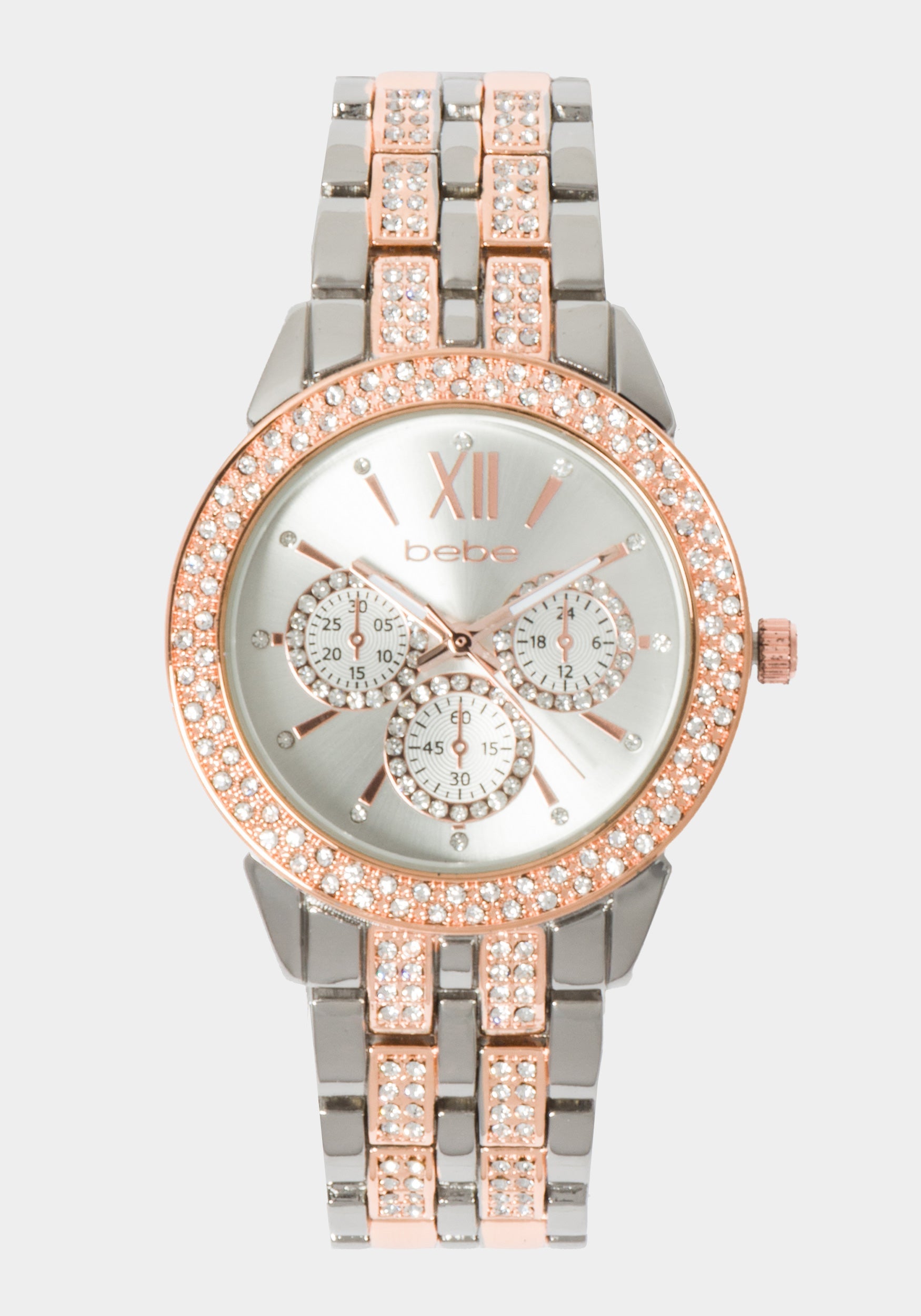 Silver Dial Crystal Bezel Watch