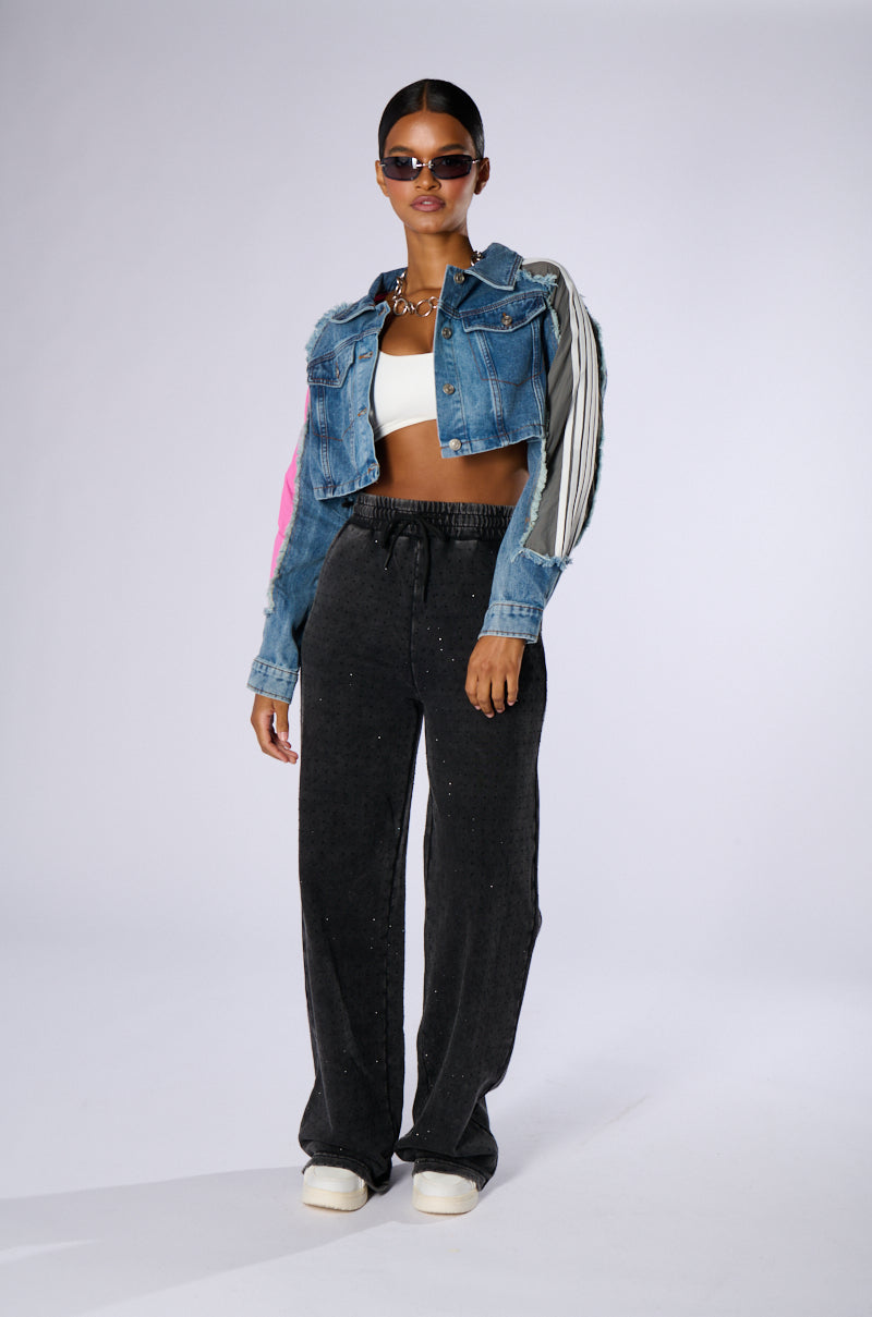 PORTIA MIXED MEDIA DENIM JACKET