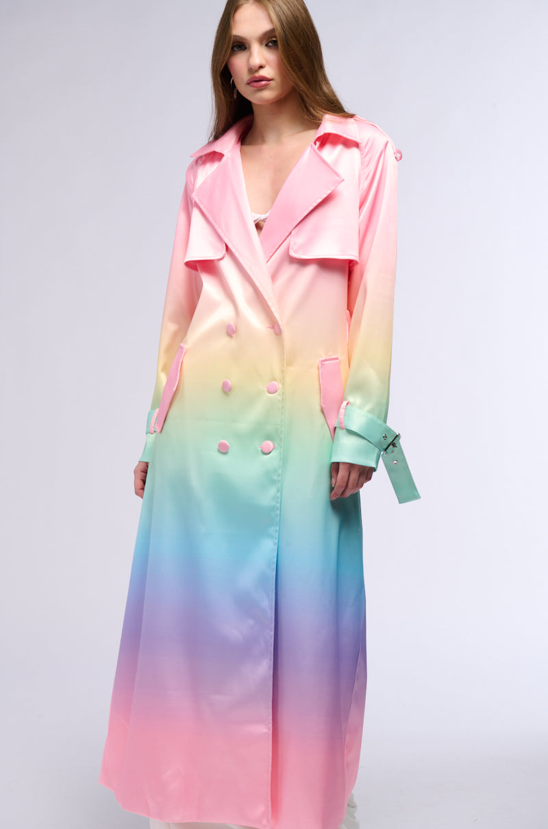 NICKI OMBRE SATIN TRENCH