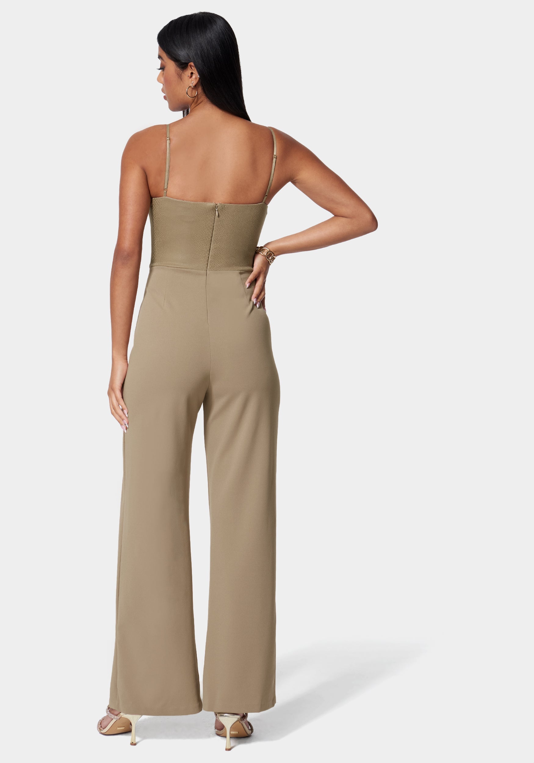 Vegan Leather Open Leg Jumpsuit